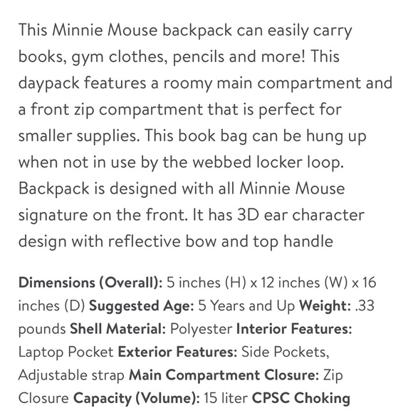 ? Disney Minnie Mouse Polka Dot Backpack With Bonus Lip Gloss